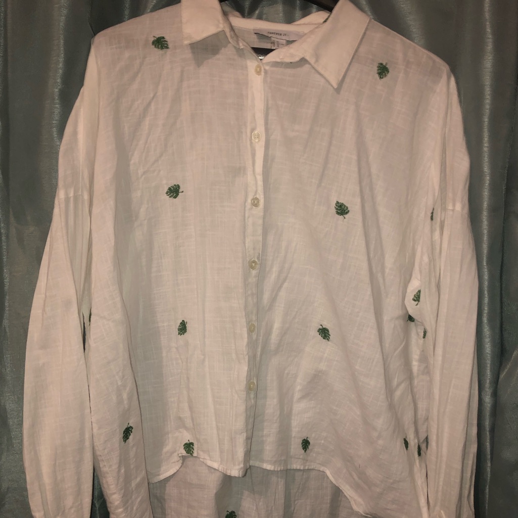 White Pattern Button Down Shirt